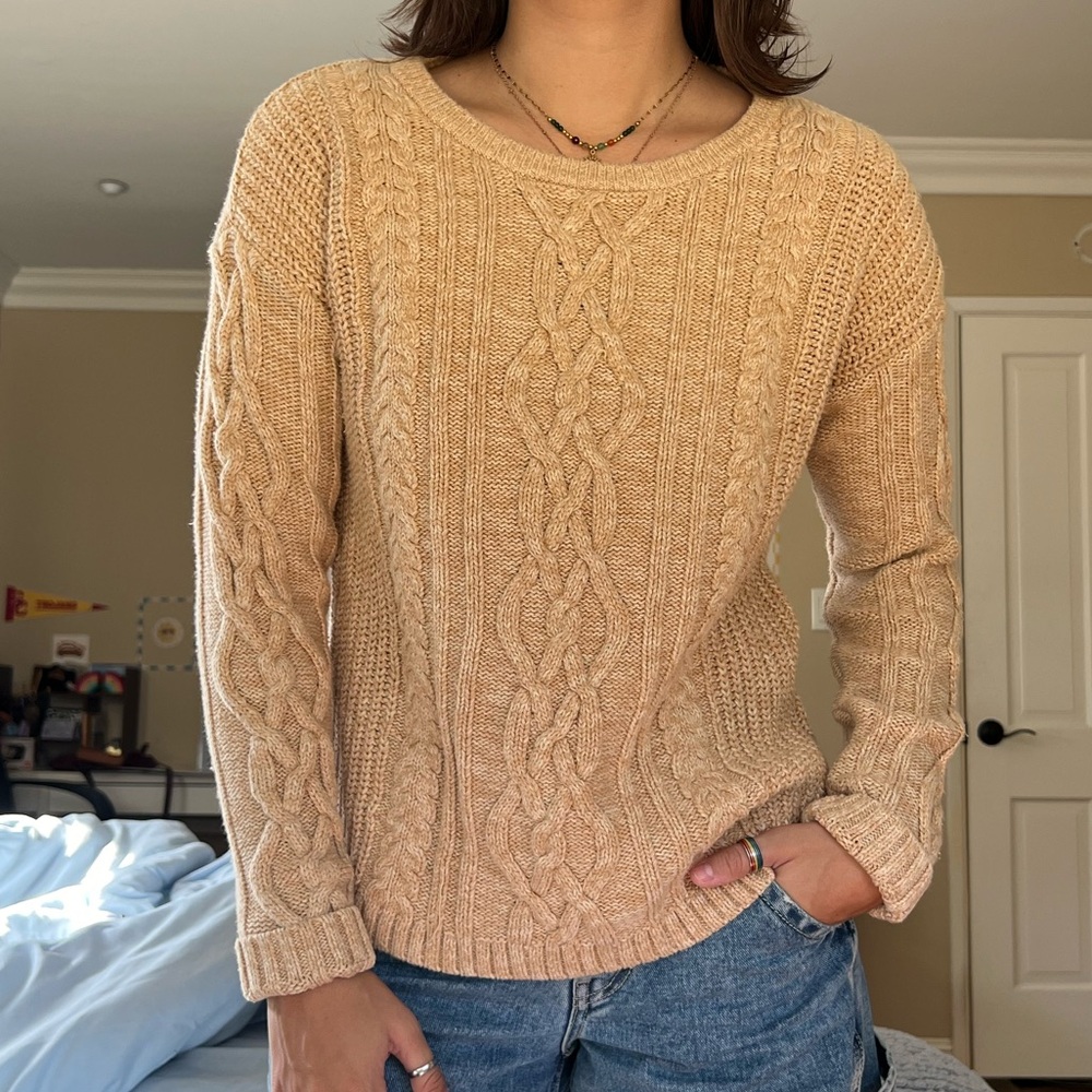 Tan Cable Knit Sweater